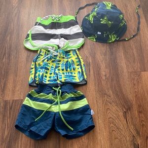 Lot of Baby Boy Swim Trunks and Swim Hat for 3-6 months